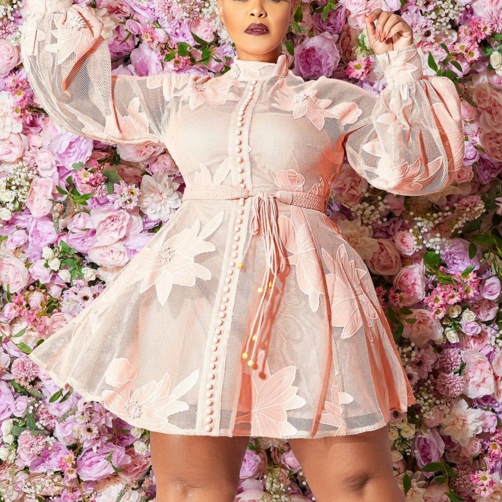 Long Sleeve Pink Mini Dress